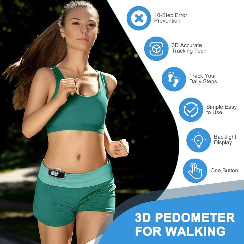 AMIR 3D Pedometer for Walking, Step Counter with LED Backlight, Step Tracker with Removable Clip Lanyard, USB Charging, Accurately Step Counter for Walking for Men, Women, Elderly - Image 5